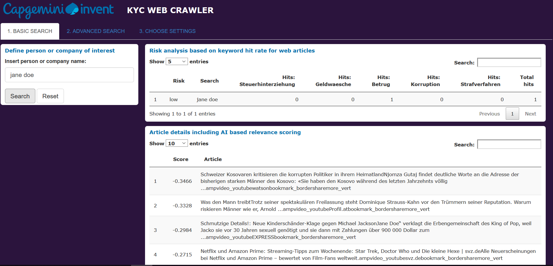 KYC Web Crawler, entwickelt von AI Garage, Capgemini Invent