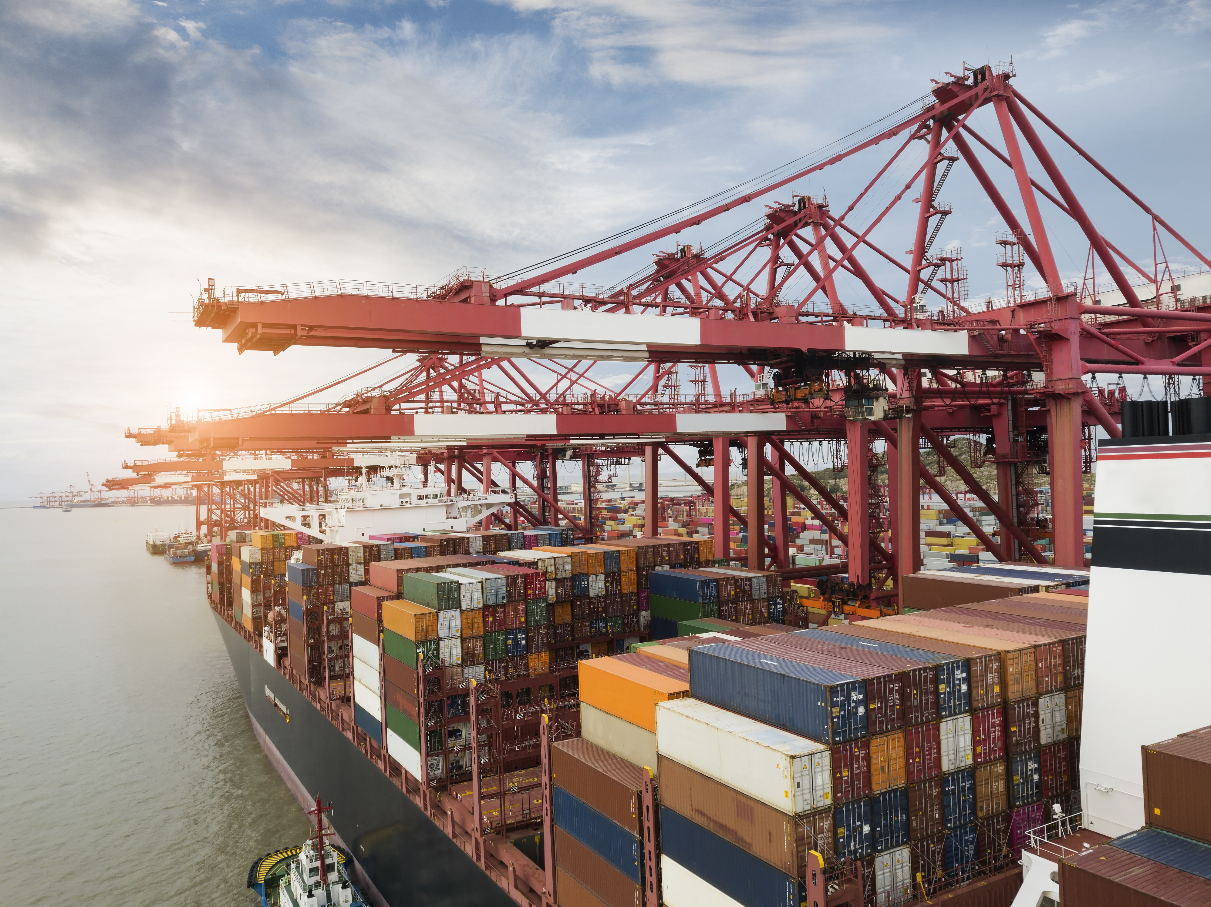 Container terminal handling area, aerial view