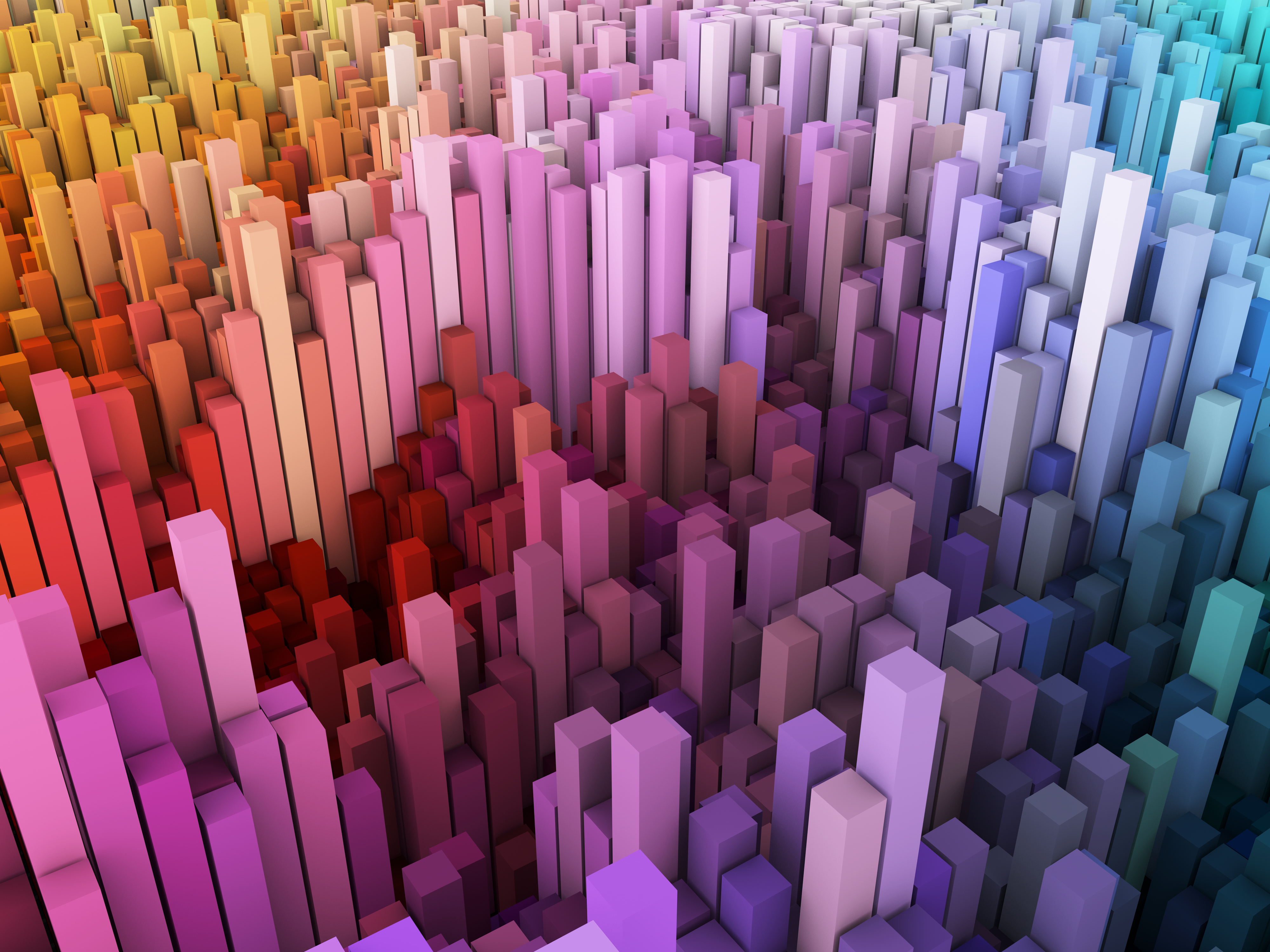 3D abstract background with landscape of blocks